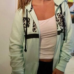 PINK, Mint Green Zip Up Hoodie